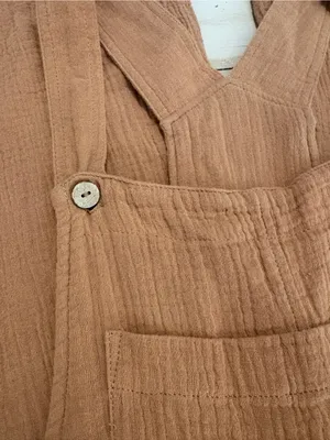 Umgee Cotton Gauze Overalls in Warm Rust thumbnail 2