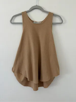 Free People We the Free Neutral Cottage Core Cool It Thermal Knit Tank- medium thumbnail 5