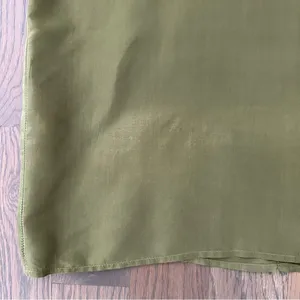 Vintage Round Neck Short Sleeve 100% Silk Blouse in Olive Green Size Large thumbnail 5