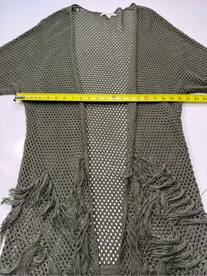miami Olive Open-Knit Fringe Beach Coverup thumbnail 4