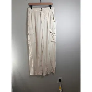 Banana Republic Tencel Wide Leg Cargo Pants Off‎ White High Rise 8 635698-00 thumbnail 2
