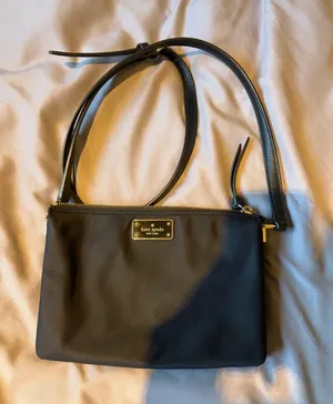 kate spade Black Nylon Crossbody with Gold Plaque thumbnail 1