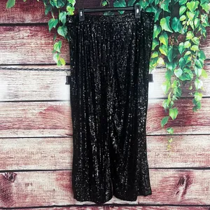 Express Sequin Wide Leg Pants Large XL Black New Years Fancy Dressy Formal Ankle thumbnail 4