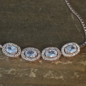 Rose gold cubic zirconia adjustable slide bracelet thumbnail 5