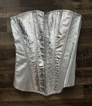 Amazon Silver Strapless Corset Zip Up Size XS thumbnail 1