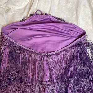 Women's Purple Fringe Halter Dress Flapper Gatsby Party Festival Size XL‎ thumbnail 3