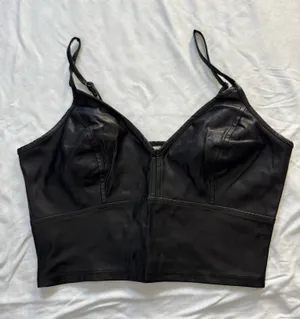 Lola Grace Black Faux Leather Top thumbnail 1