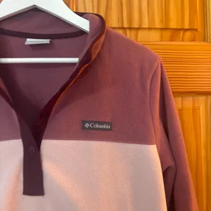 Columbia Size Large Pink Fleece 1/4 Snap Pullover Sweatshirt thumbnail 3