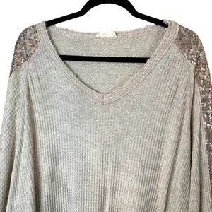 Hummingbird Waffle Design Sequined Dolman Sleeve Top thumbnail 2