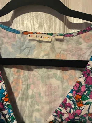 Anthropologie Roller Rabbit Blomst Ondika Floral Ruffle Mini Dress V-neck Size M thumbnail 3