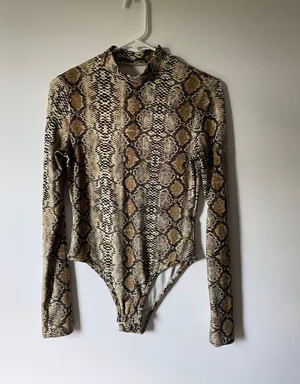 neutral snakeskin bodysuit Tan Size M thumbnail 1