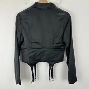 NEW Naked Wardrobe Blazer Jacket Satin Black Cropped Corset Small thumbnail 4