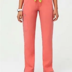 Figs Women's Coral Scrub Pants with Yellow Drawstring thumbnail 8
