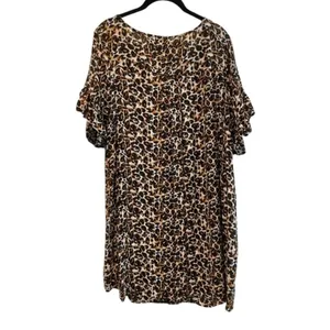 Umgee Leopard Print Button Down Shirt Dress‎ Brown Black Women’s Size Large thumbnail 3