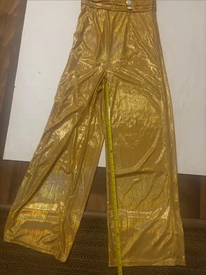 Gold Halter Wide-Leg Jumpsuit S NWOT Fall Halloween Costume Cosplay EDM Rave thumbnail 7