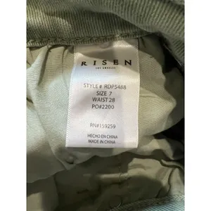 Risen Jeans Sage Green High Rise Wide Leg Cargo Pants Size 7/28 Raw Hem Boho‎ thumbnail 6