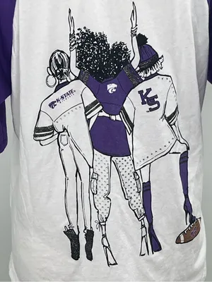 Gameday Gear 4 Her Womens K-State Wildcats Rhinestone V-Neck Raglan Shirt Small thumbnail 5