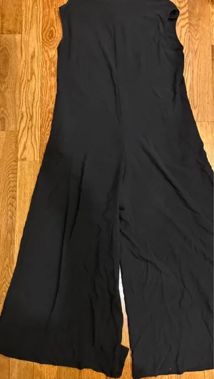 SHEIN black exaggerated Wide-Leg Button-Front placket oversize Jumpsuit L thumbnail 10