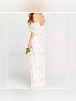 Show Me Your MuMu White Floral Cold-Shoulder Maxi Dress Size S thumbnail 2