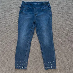 Rock & Republic Blue Skinny Jeans with Eyelet Detail thumbnail 1