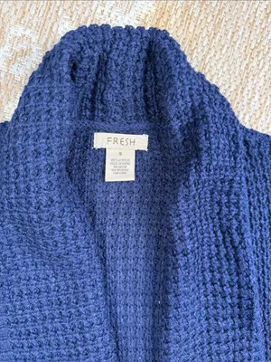 fresh Navy Open-Front Knit Cardigan with Tie Cuffs thumbnail 2