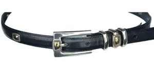 Brighton Slim Black Leather Belt with Gold‎ and Silver # 4A303 Size Medium 30 thumbnail 1