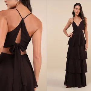 LULUS Prom Wedding Bridesmaid Sexy Tiered Ruffles Elegant Flowy Maxi Dress thumbnail 3