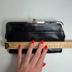 Kiss Lock Lauren Clutch Wallet Double Frame Black Vegan Faux Leather Iconic thumbnail 10