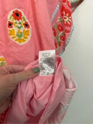 Umgee Boho Bloom Top with
Contrasting Print Border in Pink thumbnail 4