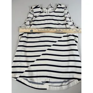 Madewell Striped Sleeveless Top Size M Cream & Black High Low Hem thumbnail 5
