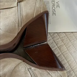 Antonio Melani peatrie light tan suede buckle western pointed heeled booties 8.5 thumbnail 12