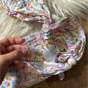LULU’S Poolside To Side Ivory Floral Print Tie Front Bikini Top thumbnail 6