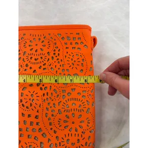 Olivia Miller Neon Orange Laser Cut‎ Glitter Crossbody Bag Womens Floral Small thumbnail 11