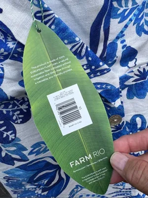 NWT FARM Rio Linen Faux Wrap Floral Birds Dress White Blue Size XS Retail $185 thumbnail 6