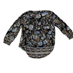 Lucky Brand High Low Hem Botanical Boho Floral V Neck Blouse | M thumbnail 3