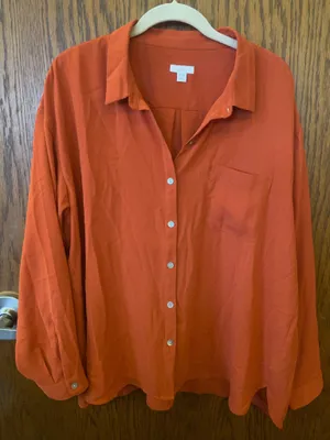 J Jill Top Womens Rust Orange Button Up Long Sleeve Classic XLP thumbnail 1