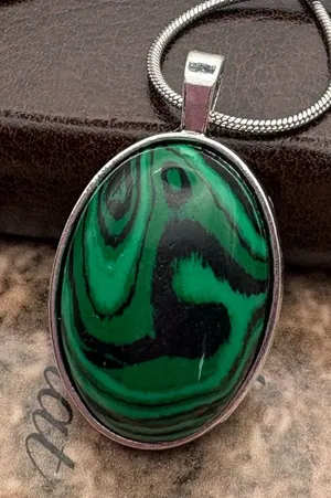 Handmade Green Swirl Pendant Necklace Whimsigoth Witchy Dark Boho thumbnail 1