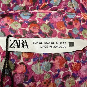 Zara Women's Pink Floral Sleeveless Tie Waist Sheer Halter A-line Mini Dress XL thumbnail 4