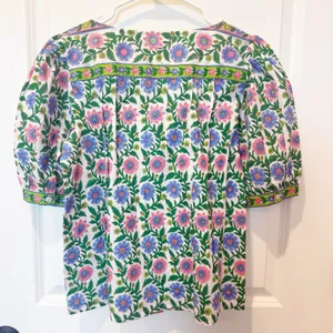 Pink City Prints Hand Block Printed Top Medium Boho Cottagecore Artisan India thumbnail 5