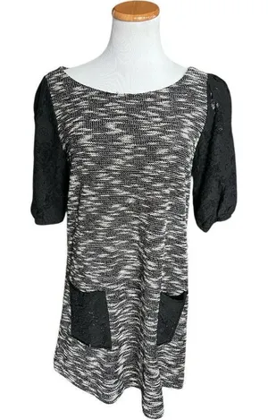 Womens Anthropologie Postage 9-H15 STCL Lace Sleeve Marled Shift Tunic Dress - M thumbnail 1