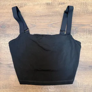 OFFLINE by Aerie Real Me Recharge Ribbed Sports Bra Black Small thumbnail 1