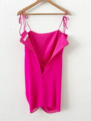 Amanda Uprichard Hot Pink Holly Rose Tie Strap Mini Dress thumbnail 10