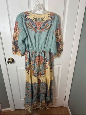 Farm Rio Butter Yellow Boho Beauty Maxi Dress XS thumbnail 6