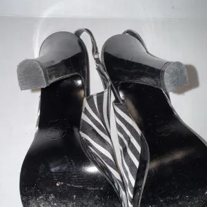 Unlisted Y2K Baddie Sandals‎ Heels Slip On Slingback Peep Toe Zebra Print Sz 9 thumbnail 13