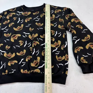 Disney Stitch Black Pumpkin Jack o lantern Bat Sweatshirt Halloween M(7-9) thumbnail 13