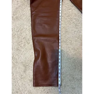 Wilfred Free Aritzia Vegan Leather Pants High Waist Straight Leg Brown‎ Trousers thumbnail 6