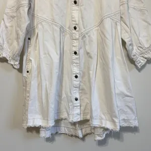 NWOT Free People Hannah Denim White Mini Dress Size Large Long Sleeve thumbnail 5