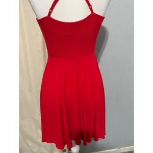 Forever 21 Red Skater Dress Small V-Neck Crisscross Back Mini Small Y2K Romantic thumbnail 13
