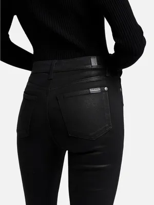 7 For All Mankind High-Waist Slim Kick Coated‎ Jeans Black Sz 32 NWT thumbnail 5