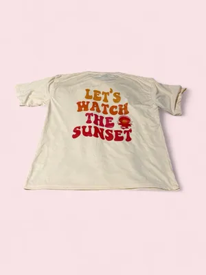 SHEIN Cream Short Sleeve Tee with Sunset Chest Graphic thumbnail 2